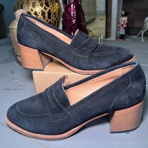M.‎ Gemi Black Suede Block Heel Loafers Size 40